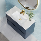 Modern Splash 800mm Midnight Blue 2 Drawer Wall Hung Vanity Unit With Minimalist Basin