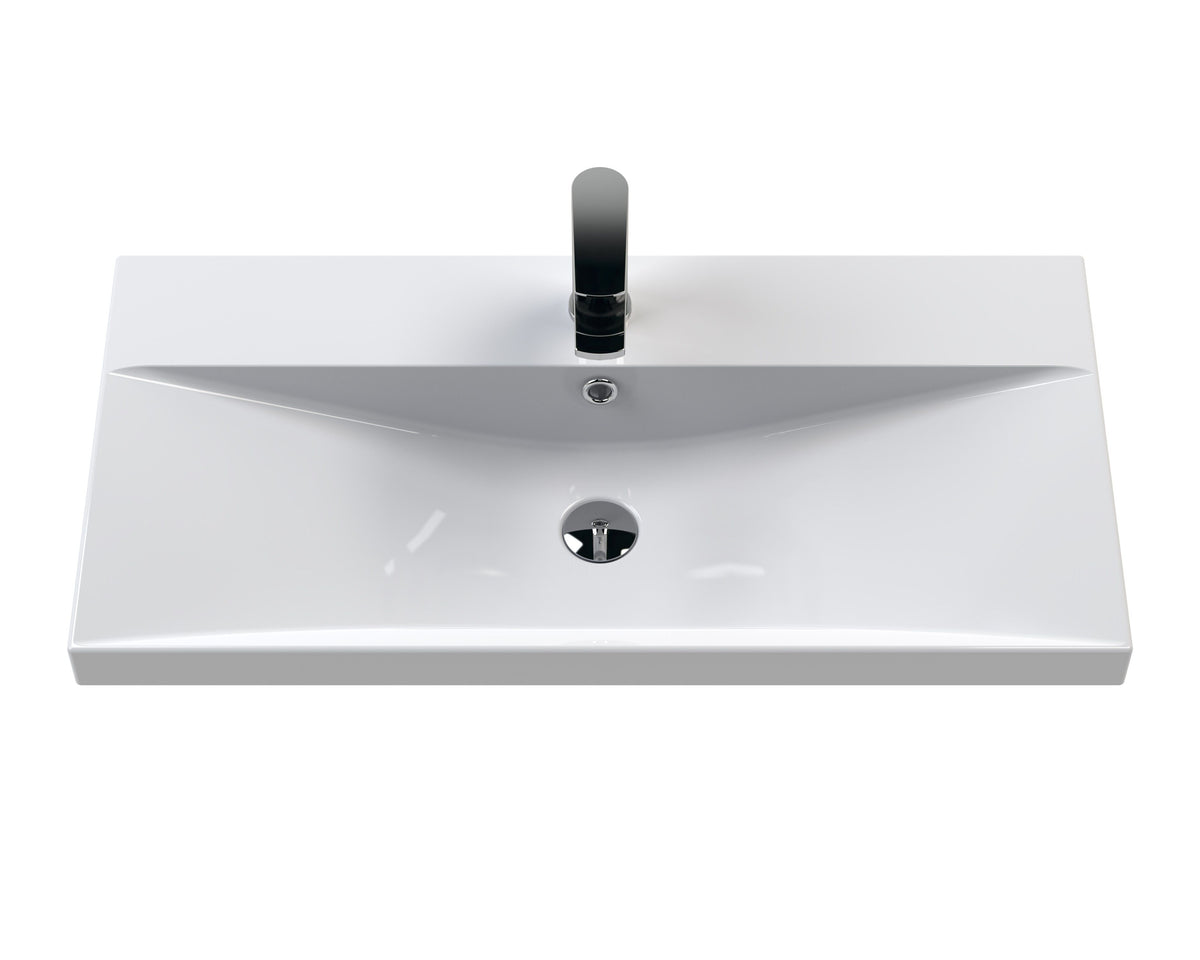 Modern Splash 800mm Midnight Blue 2 Drawer Wall Hung Vanity Unit With Thin Edge Basin