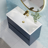 Modern Splash 800mm Midnight Blue 2 Drawer Wall Hung Vanity Unit With Thin Edge Basin