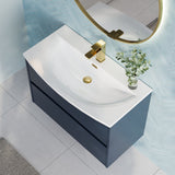 Modern Splash 800mm Midnight Blue 2 Drawer Wall Hung Vanity Unit With U-Shaped Curved Basin