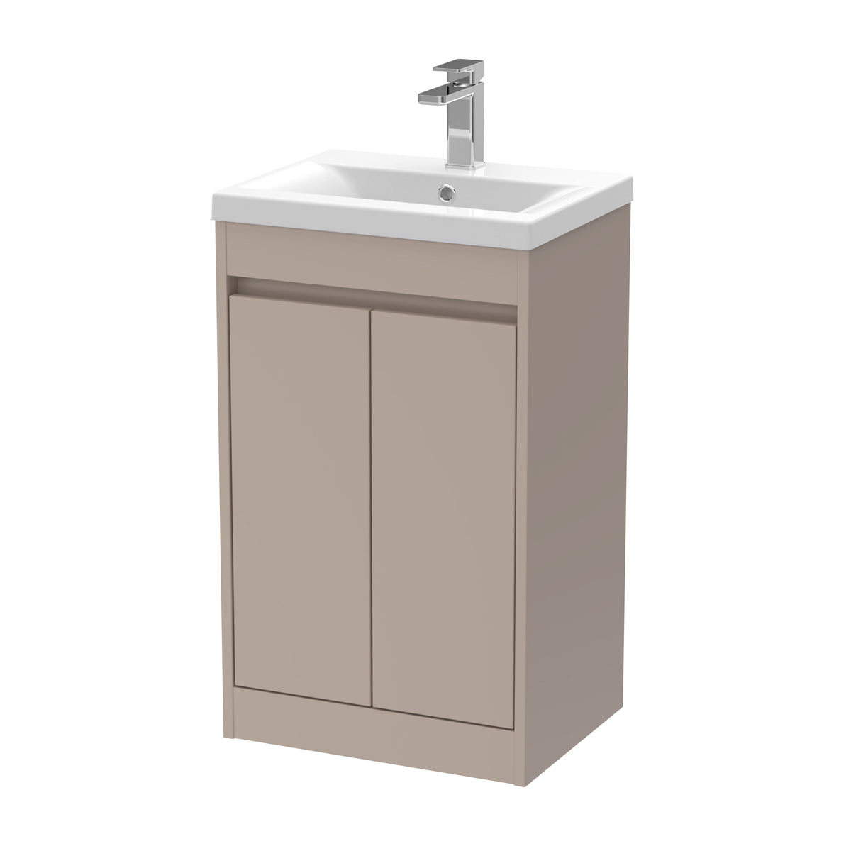 Modern Splash 500mm Soft Linen 2 Door Floor Standing Vanity Unit With Mid-Edge Basin