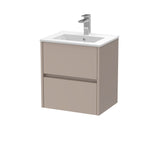 Modern Splash 500mm Soft linen 2 Drawer Wall Hung Vanity Unit With Minimalist Basin