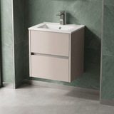 Modern Splash 500mm Soft linen 2 Drawer Wall Hung Vanity Unit With Minimalist Basin