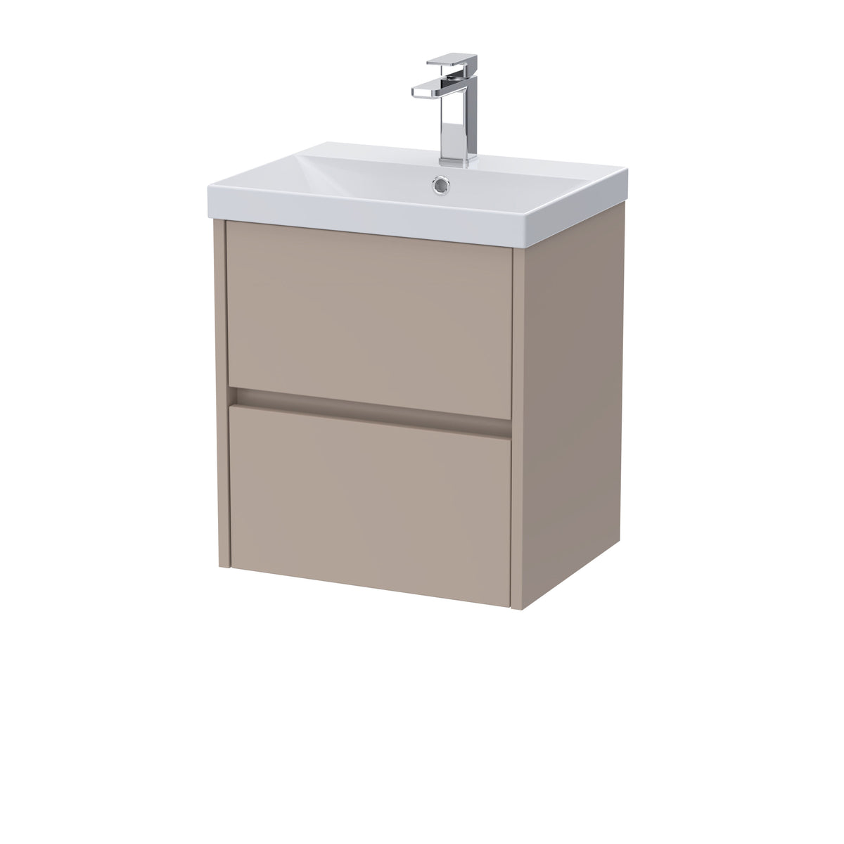 Modern Splash 500mm Soft linen 2 Drawer Wall Hung Vanity Unit With Thin Edge Basin