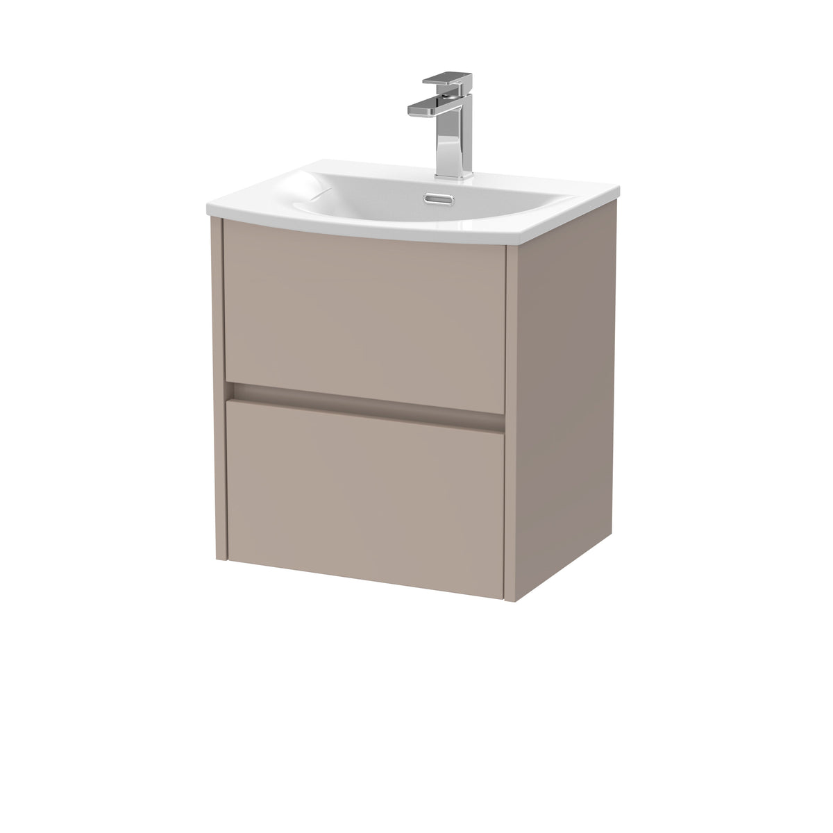 Modern Splash 500mm Soft linen 2 Drawer Wall Hung Vanity Unit With U-Shaped Curved Basin