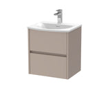 Modern Splash 500mm Soft linen 2 Drawer Wall Hung Vanity Unit With U-Shaped Curved Basin