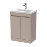 Modern Splash 600mm Soft Linen 2 Door Floor Standing Vanity Unit With Mid-Edge Basin