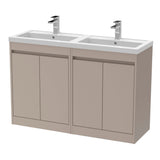 Modern Splash 1200mm Soft Linen 4 Door Floor Standing Vanity Unit With Ceramic Basin