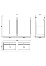 Modern Splash 1200mm Soft Linen 4 Door Floor Standing Vanity Unit With Ceramic Basin
