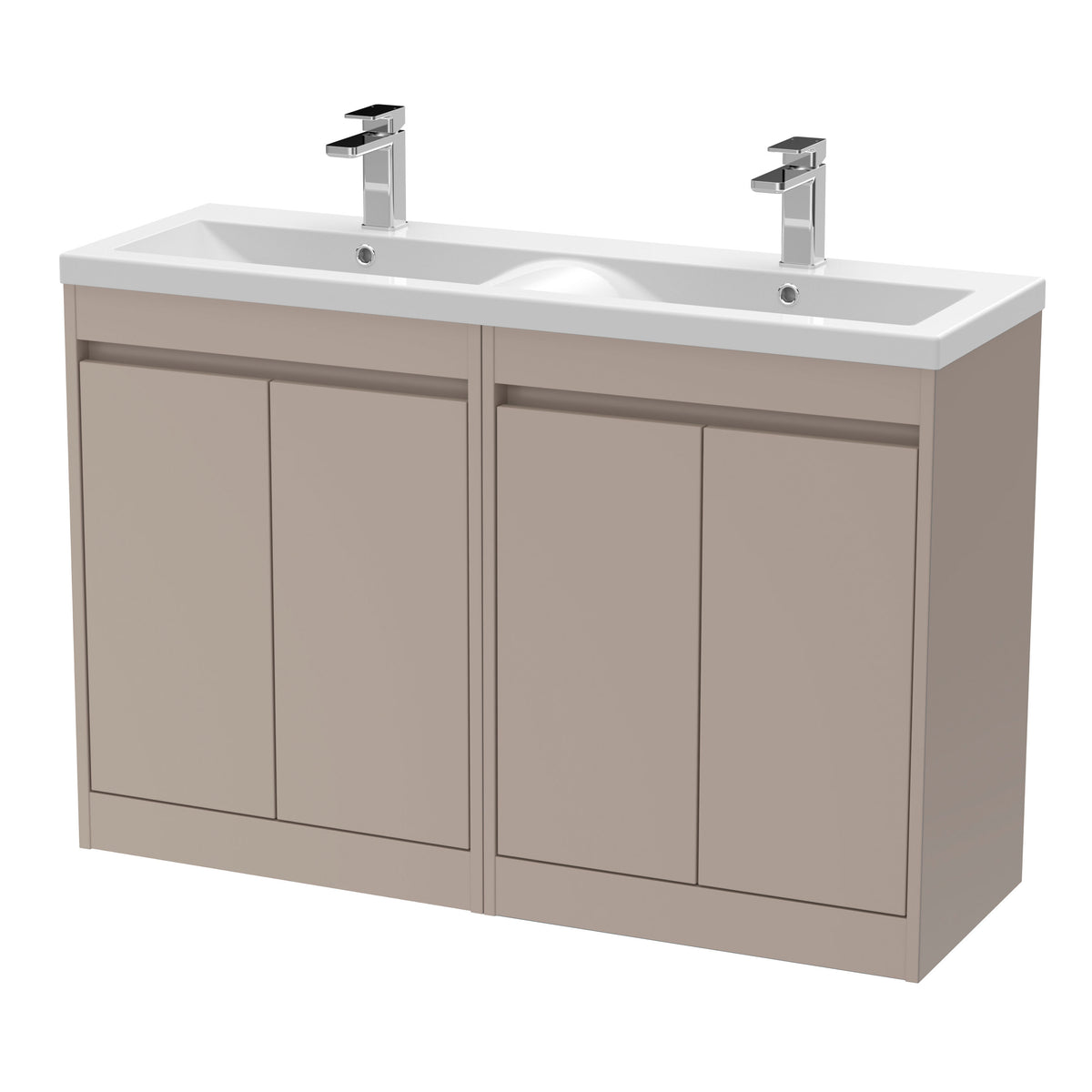 Modern Splash 1200mm Soft Linen 4 Door Floor Standing Vanity Unit With Polymarble Basin