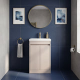 Modern Splash 600mm Soft Linen 2 Door Floor Standing Vanity Unit With Curved Basin