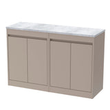 Modern Splash 1200mm Soft Linen 4 Door Floor Standing Vanity Unit With Bellato Grey Worktop