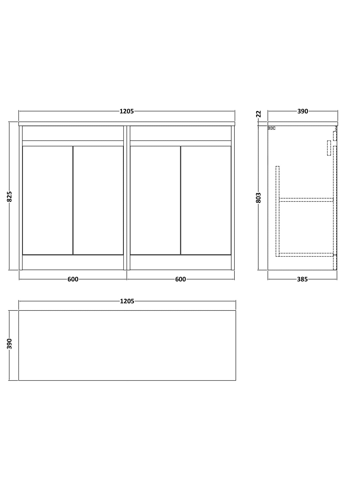 Modern Splash 1200mm Soft Linen 4 Door Floor Standing Vanity Unit With Bellato Grey Worktop