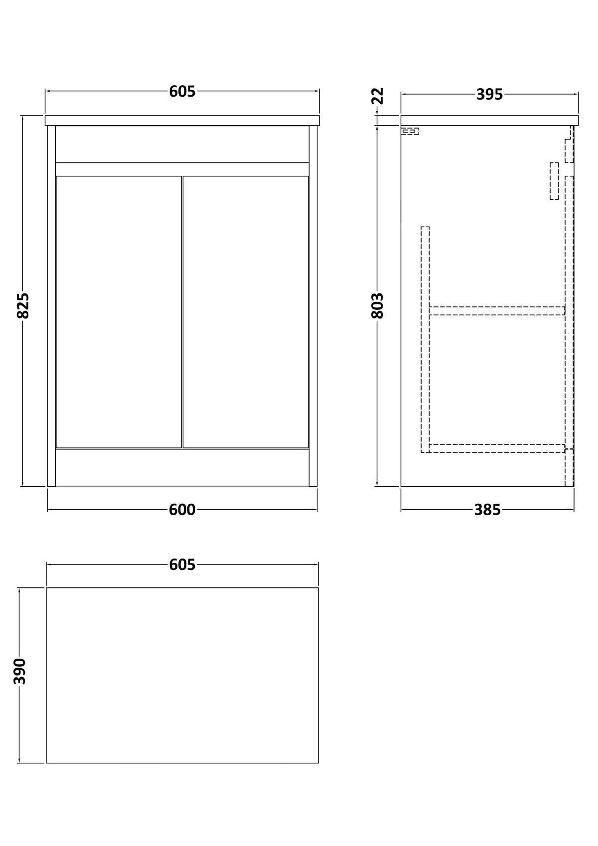 Modern Splash 600mm Soft Linen 2 Door Floor Standing Vanity Unit With Carrera Marble Worktop