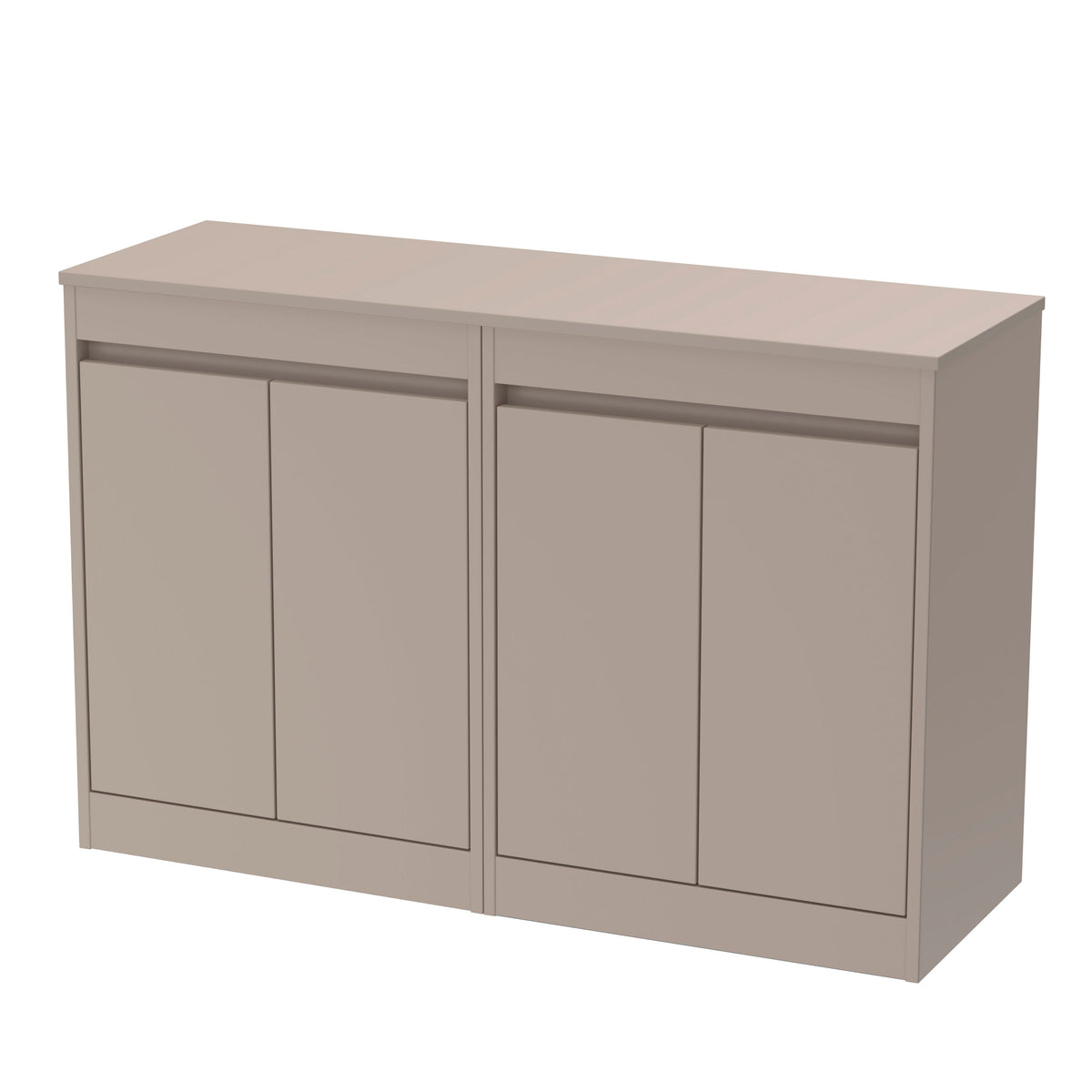 Modern Splash 1200mm Soft Linen 4 Door Floor Standing Vanity Unit With Co-ordinating Worktop