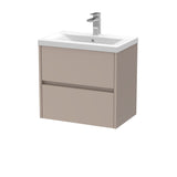Modern Splash 600mm Soft linen 2 Drawer Wall Hung Vanity Unit With Mid-Edge Basin