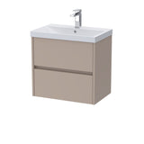 Modern Splash 600mm Soft linen 2 Drawer Wall Hung Vanity Unit With Thin Edge Basin