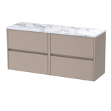 Modern Splash 1200mm Soft linen 4 Drawer Wall Hung Vanity With Carrara Laminate Worktop