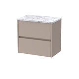 Modern Splash 600mm Soft linen 2 Drawer Wall Hung Vanity Unit With Carrara Laminate Worktop