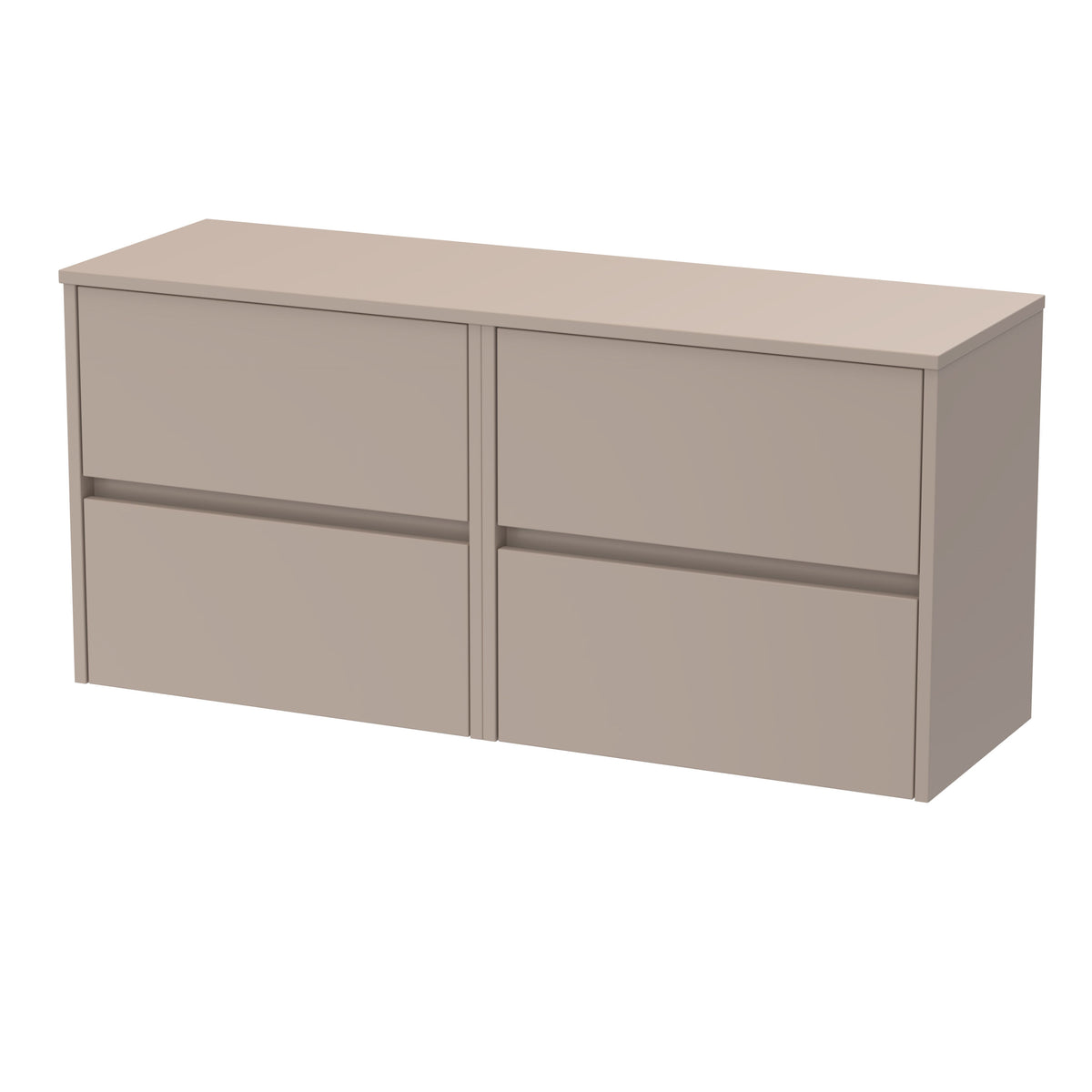 Modern Splash 1200mm Soft linen 4 Drawer Wall Hung Vanity Unit With Co-ordinating Worktop