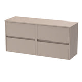 Modern Splash 1200mm Soft linen 4 Drawer Wall Hung Vanity Unit With Co-ordinating Worktop