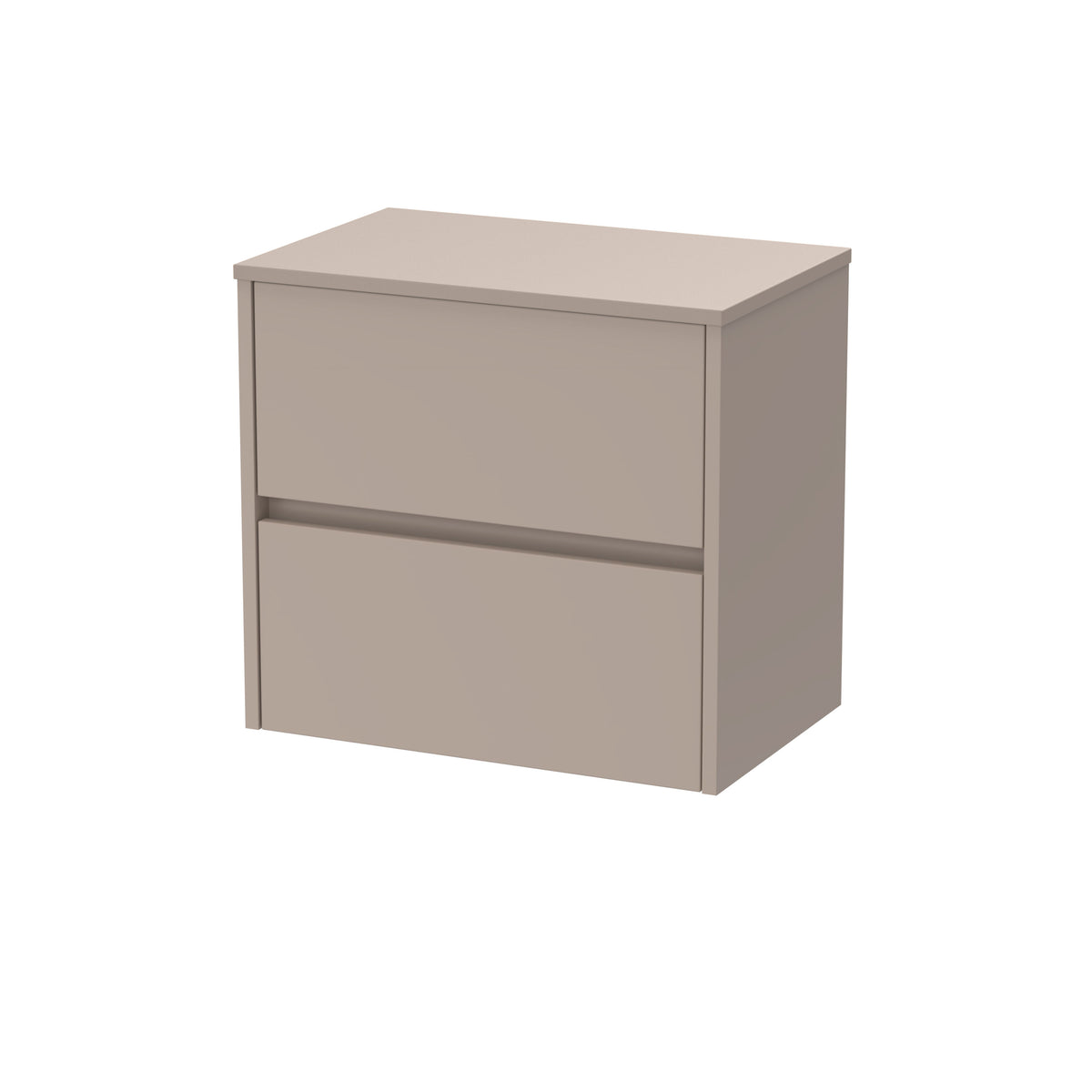 Modern Splash 600mm Soft linen 2 Drawer Wall Hung Vanity Unit With Co-ordinating Worktop