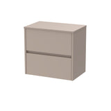 Modern Splash 600mm Soft linen 2 Drawer Wall Hung Vanity Unit With Co-ordinating Worktop