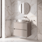 Modern Splash 600mm Soft linen 2 Drawer Wall Hung Vanity Unit With Co-ordinating Worktop