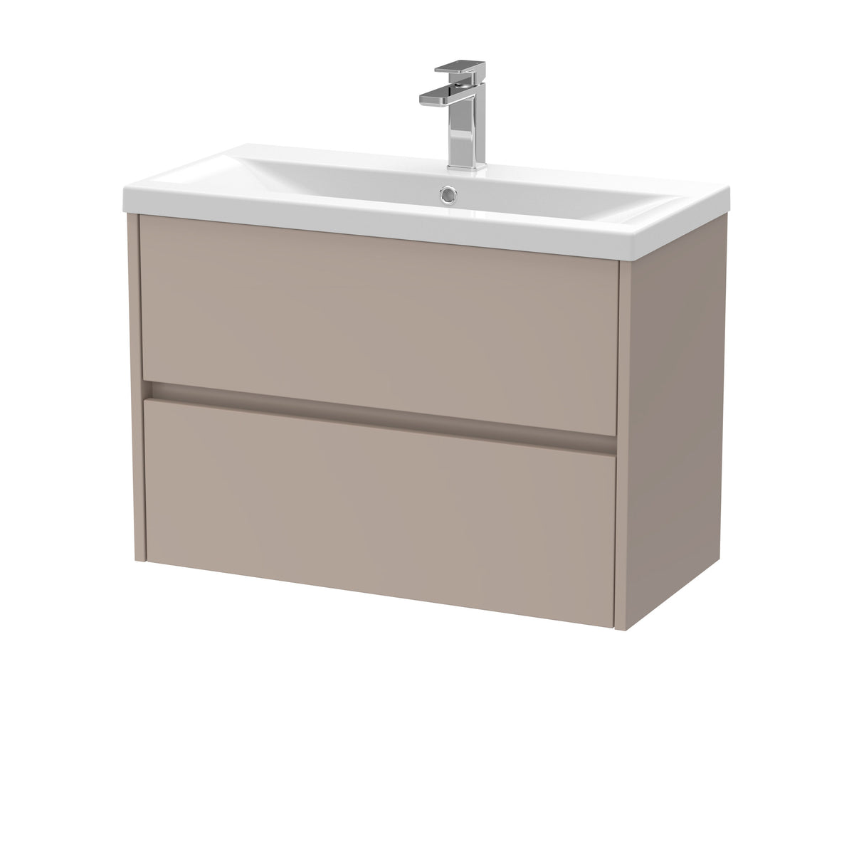 Modern Splash 800mm Soft linen 2 Drawer Wall Hung Vanity Unit With Mid-Edge Basin