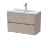 Modern Splash 800mm Soft linen 2 Drawer Wall Hung Vanity Unit With Mid-Edge Basin
