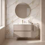 Modern Splash 800mm Soft linen 2 Drawer Wall Hung Vanity Unit With Minimalist Basin