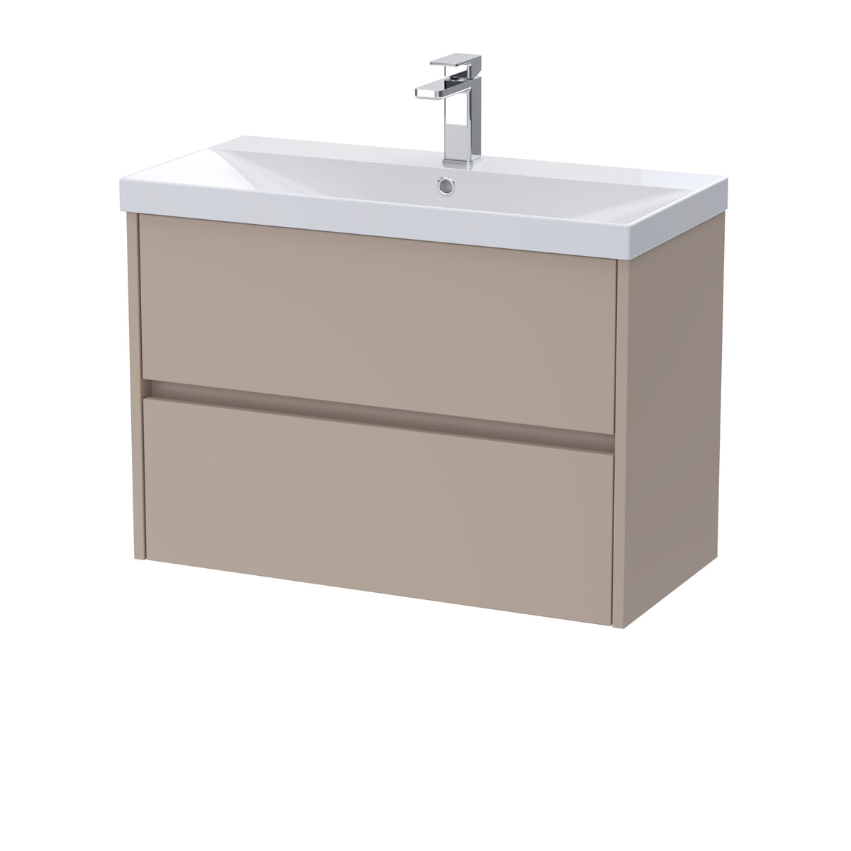 Modern Splash 800mm Soft linen 2 Drawer Wall Hung Vanity Unit With Thin Edge Basin