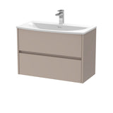 Modern Splash 800mm Soft linen 2 Drawer Wall Hung Vanity Unit With U-Shaped Curved Basin