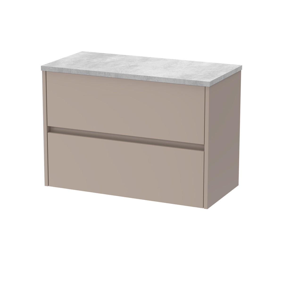 Modern Splash 800mm Soft linen 2 Drawer Wall Hung Vanity Unit With Bellato Grey Worktop