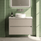 Modern Splash 800mm Soft linen 2 Drawer Wall Hung Vanity Unit With Carrara Laminate Worktop