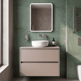 Modern Splash 800mm Soft linen 2 Drawer Wall Hung Vanity Unit With Co-ordinating Worktop