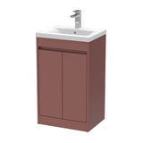 Modern Splash 500mm Smoked Red 2 Door Floor Standing Vanity Unit With Mid-Edge Basin