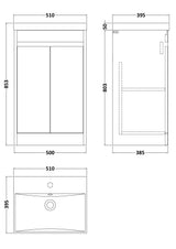 Modern Splash 500mm Smoked Red 2 Door Floor Standing Vanity Unit With Thin-Edge Basin
