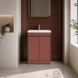 Modern Splash 500mm Smoked Red 2 Door Floor Standing Vanity Unit With Thin-Edge Basin