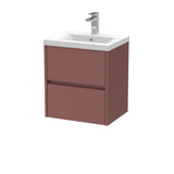 Modern Splash 500mm 2 Drawer Smoked Red Wall Hung Vanity Unit With Mid-Edge Basin