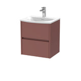 Modern Splash 500mm Smoked Red 2 Drawer Wall Hung Vanity Unit With U-Shaped Curved Basin