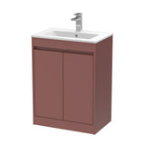Modern Splash 600mm Smoked Red 2 Door Floor Standing Vanity Unit With Minimilist Basin