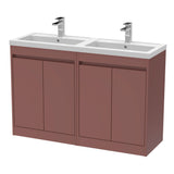 Modern Splash 1200mm Smoked Red 4 Door Floor Standing Vanity Unit With Ceramic Basin