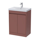 Modern Splash 600mm Smoked Red 2 Door Floor Standing Vanity Unit With Thin-Edge Basin