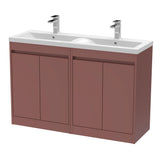 Modern Splash 1200mm Smoked Red 4 Door Floor Standing Vanity Unit With Polymarble Basin