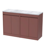 Modern Splash 1200mm Smoked Red 4 Door Floor Standing Vanity Unit With Bellato Grey Worktop