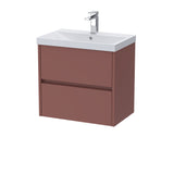 Modern Splash 600mm Smoked Red 2 Drawer Wall Hung Vanity Unit With Thin Edge Basin