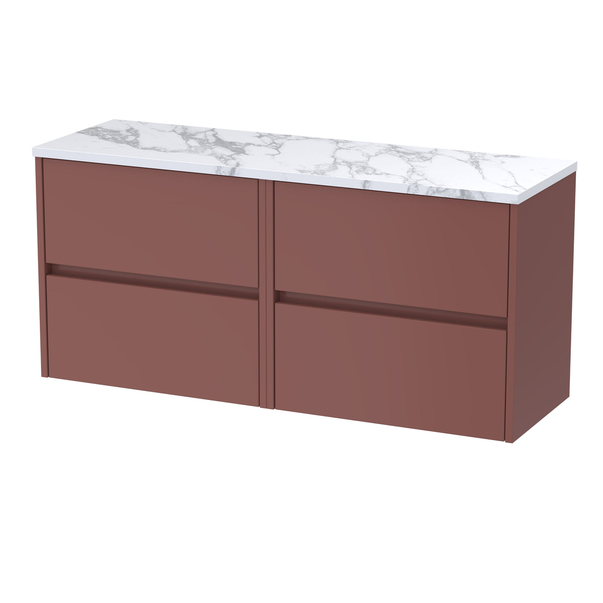 Modern Splash 1200mm Smoked Red 4 Drawer Wall Hung Vanity With Carrara Laminate Worktop