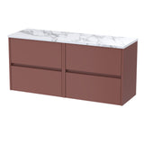 Modern Splash 1200mm Smoked Red 4 Drawer Wall Hung Vanity With Carrara Laminate Worktop