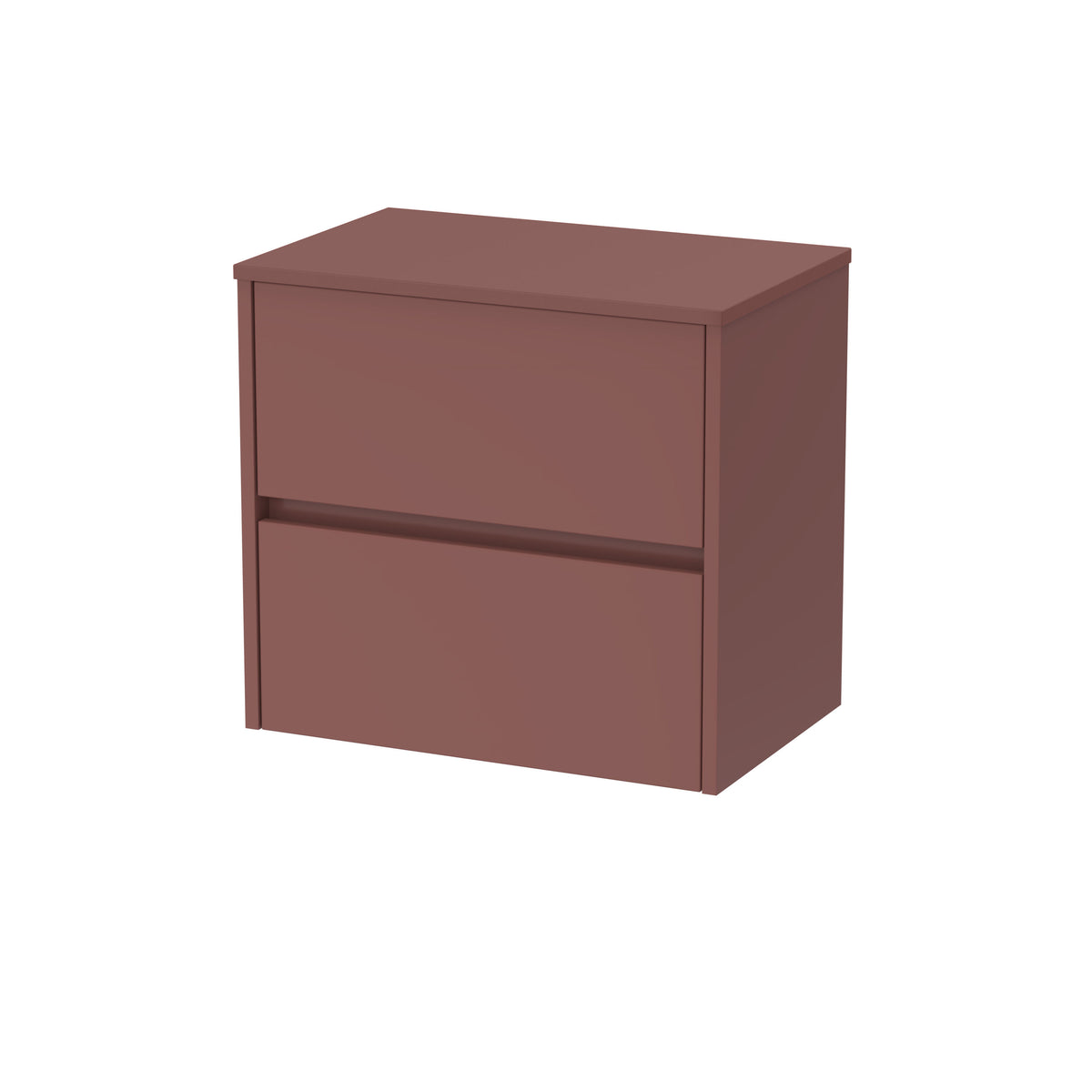 Modern Splash 600mm Smoked Red 2 Drawer Wall Hung Vanity Unit With Co-ordinating Worktop